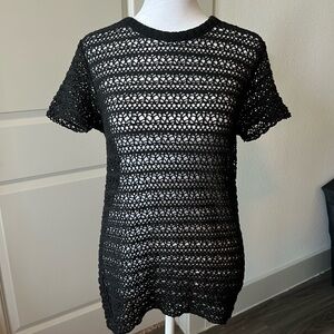 IRO Black Crochet Short Sleeve Tee